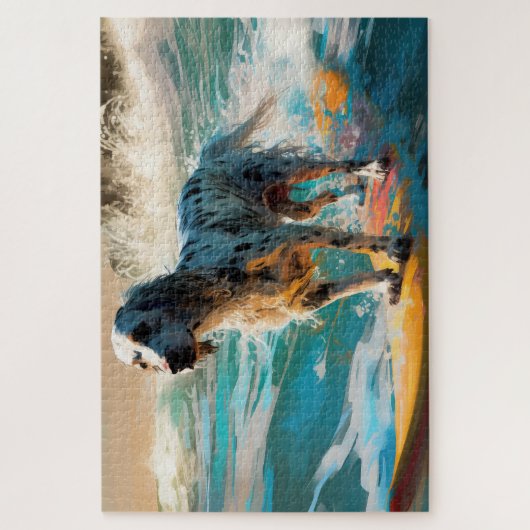 英語セッタービーチ絵画サーフィン ジグソーパズル (縦)