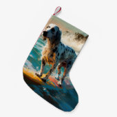 英語セッタービーチ絵画サーフィン スモールクリスマスストッキング (正面 (吊り時))