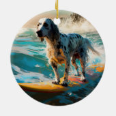 英語セッタービーチ絵画サーフィン セラミックオーナメント (裏面)