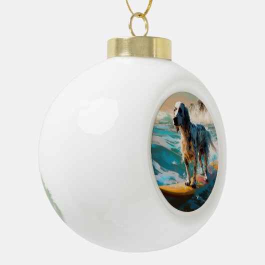 英語セッタービーチ絵画サーフィン セラミックボールオーナメント (左)