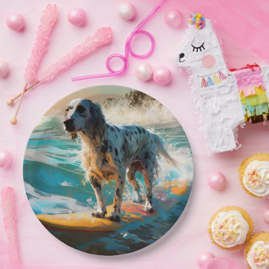 英語セッタービーチ絵画サーフィン ペーパープレート (パーティー)