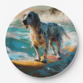 英語セッタービーチ絵画サーフィン ペーパープレート (正面)