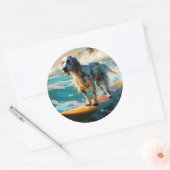 英語セッタービーチ絵画サーフィン ラウンドシール (封筒)