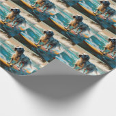 英語セッタービーチ絵画サーフィン ラッピングペーパー (角)