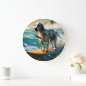 英語セッタービーチ絵画サーフィン ラージ壁時計 (ホーム)