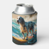 英語セッタービーチ絵画サーフィン 缶クーラー (缶正面)