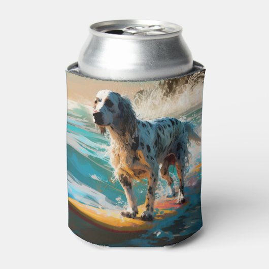 英語セッタービーチ絵画サーフィン 缶クーラー (缶正面)