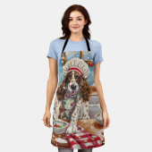 英語セッターホリデーベーキング:フェスティバルクリスマス エプロン (着用した状態)