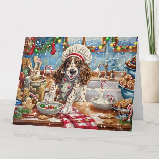 英語セッターホリデーベーキング:フェスティバルクリスマス カード (正面)