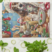 英語セッターホリデーベーキング:フェスティバルクリスマス キッチンタオル (折り畳み)