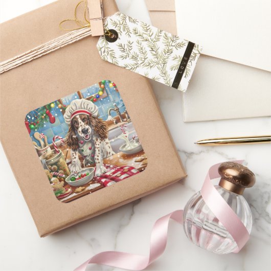 英語セッターホリデーベーキング:フェスティバルクリスマス スクエアシール (ギフト)