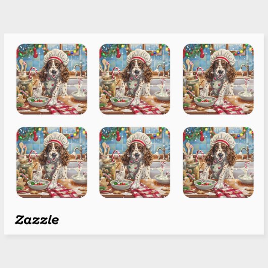 英語セッターホリデーベーキング:フェスティバルクリスマス スクエアシール (シート)