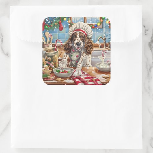 英語セッターホリデーベーキング:フェスティバルクリスマス スクエアシール (バッグ)