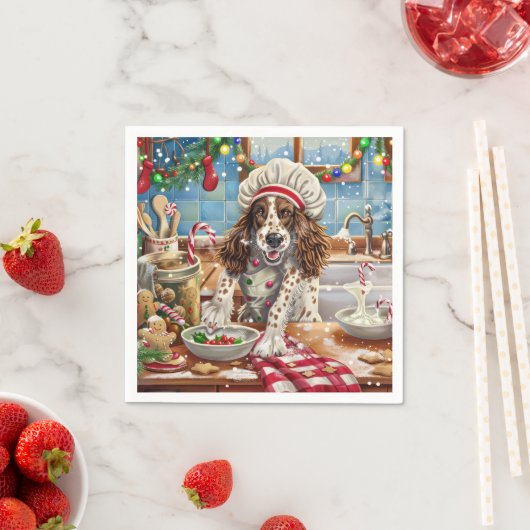 英語セッターホリデーベーキング:フェスティバルクリスマス スタンダードカクテルナプキン (インサイチュ)