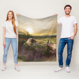 英語セッター，キジ狩り フリースブランケット