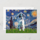英語セッター(BW) - Starry Night ポストカード (正面/裏面)