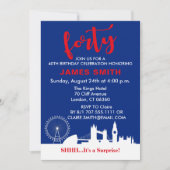 英語テーマ40歳の誕生日パーティー 招待状 (正面)