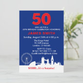 英語テーマ50th誕生日パーティー 招待状 (スタンド正面)