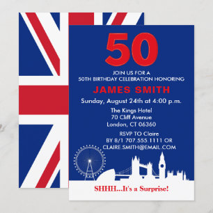 英語テーマ50th誕生日パーティー 招待状
