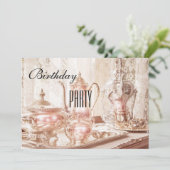 英語ハイティー誕生日パーティーへの招待 招待状 (スタンド正面)