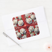 英語バラデザイン付きシール スクエアシール (封筒)