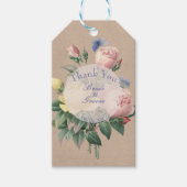 英語バラバタフライ庭園の結婚式サンキュー ギフトタグ (正面)