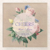 英語バラバタフライ庭園の結婚式応援 ガラスコースター (正面)