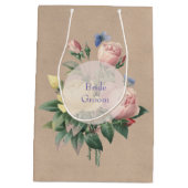 英語バラバタフライ庭園の結婚式 ミディアムペーパーバッグ (裏面)