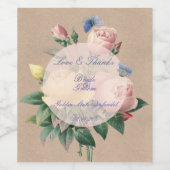 英語バラバタフライ庭園の結婚式 ワインラベル (シングルラベル)