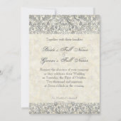 英語バラピーチ&シルバー結婚式招待状 招待状 (裏面)