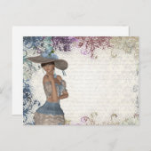 英語バラロマンチックな女の子 ポストカード (正面/裏面)