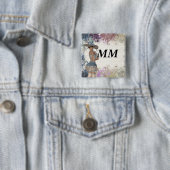 英語バラロマンチックな女の子 缶バッジ (インサイチュ)