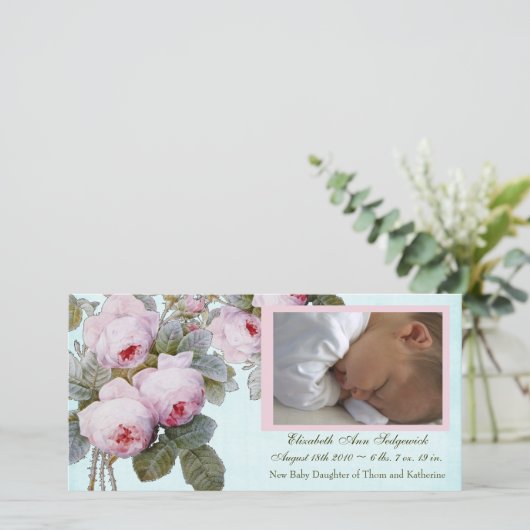 英語バラ出産発表 案内状 (スタンド正面)