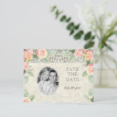 英語バラ&シルバー日付はがきを保存 案内ポストカード (スタンド正面)