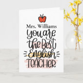 英語パーソナライズされた先生カード。サンキューカード カード (黄色い花)