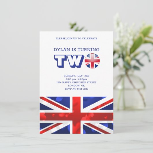 英語フラグ誕生日 招待状 (スタンド正面)