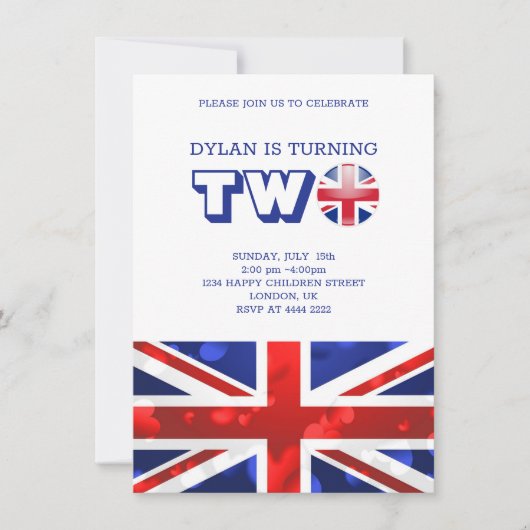 英語フラグ誕生日 招待状 (正面)