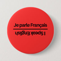 英語フランス語翻訳ピンバッジ "I Speak"