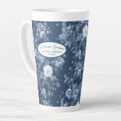 英語フローラガーデンネイビーブルーn白おばあちゃん カフェラテマグ (左アングル)