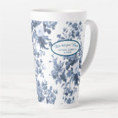 英語フローラガーデンブルーnホワイトナナ祖母 カフェラテマグ (右アングル)