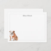 英語ブルドッググレー縁どパーソナライズされた ノートカード (正面/裏面)