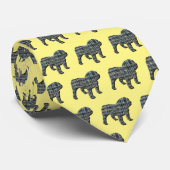 英語ブルドッグシルエットイエロー&ブルーイエロー ネクタイ (ロール)