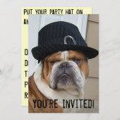 英語ブルドッグ招待状誕生日/任意大事な行事 招待状 (正面/裏面)