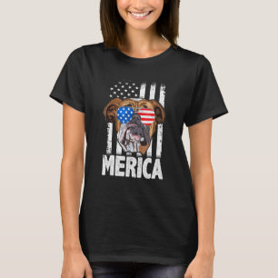 英語ブルドッグ7月4日Merica男性女性Usa F Tシャツ