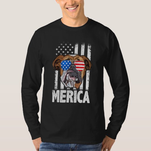 英語ブルドッグ7月4日Merica男性女性Usa F Tシャツ (正面)