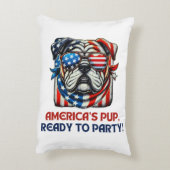 英語ブルドッグ7月4日Merica Sunglasses USA アクセントクッション (裏面(縦))