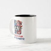 英語ブルドッグ7月4日Merica Sunglasses USA ツートーンマグカップ (正面左)