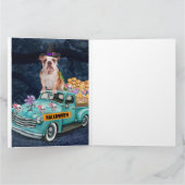 英語ブルドッグ ハロウィン トラック 怖い夜 カード (内部)