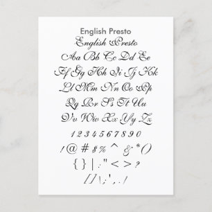 英語プレストザズルフォントサンプラー ポストカード