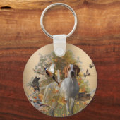 英語ポインタテーペストリー金属プリントドロウストリングB キーホルダー (正面)